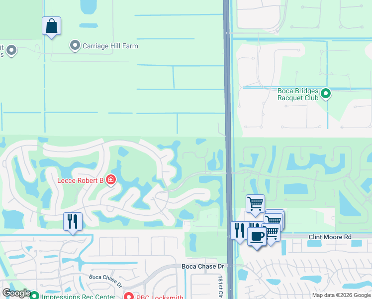 map of restaurants, bars, coffee shops, grocery stores, and more near 10249 Spyglass Way in Boca Raton