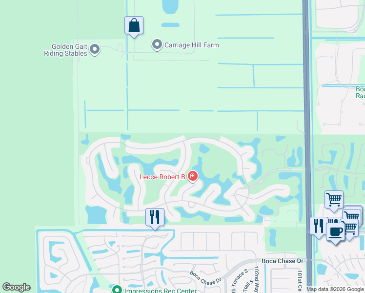 map of restaurants, bars, coffee shops, grocery stores, and more near 10451 Stonebridge Boulevard in Boca Raton