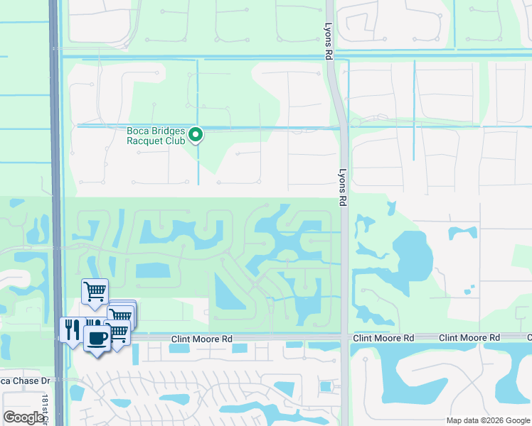 map of restaurants, bars, coffee shops, grocery stores, and more near 17526 Grand Este Way in Boca Raton