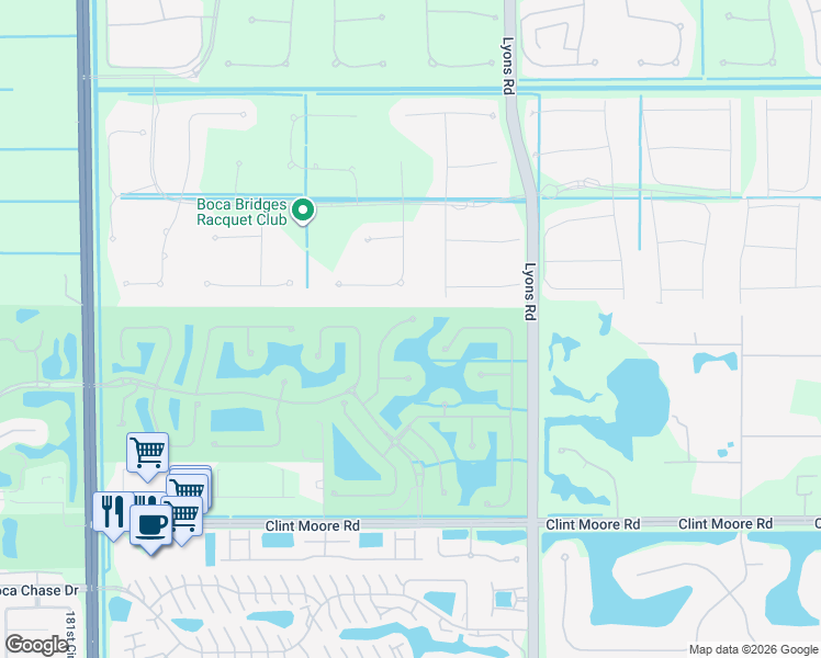 map of restaurants, bars, coffee shops, grocery stores, and more near 17526 Grand Este Way in Boca Raton