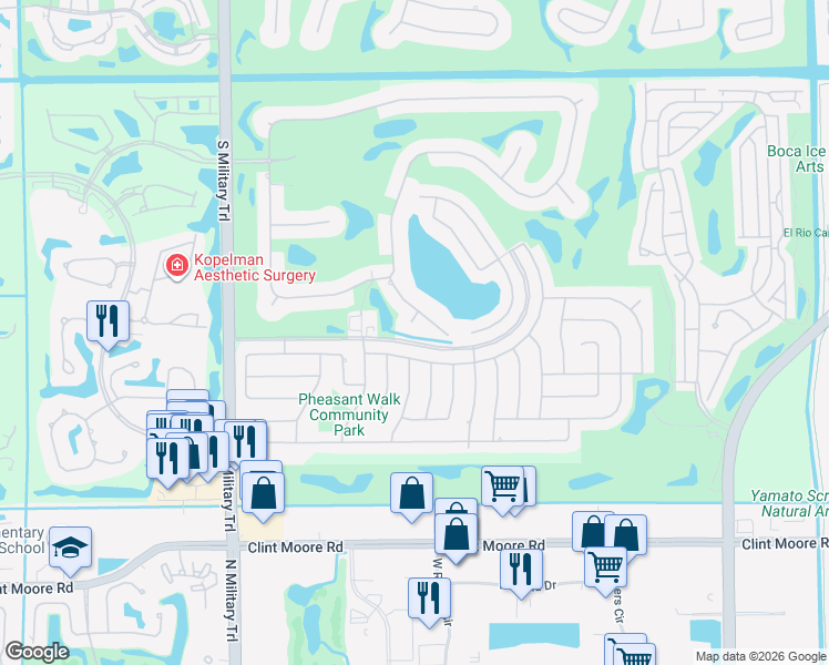 map of restaurants, bars, coffee shops, grocery stores, and more near 4593 Sugar Pine Drive in Boca Raton