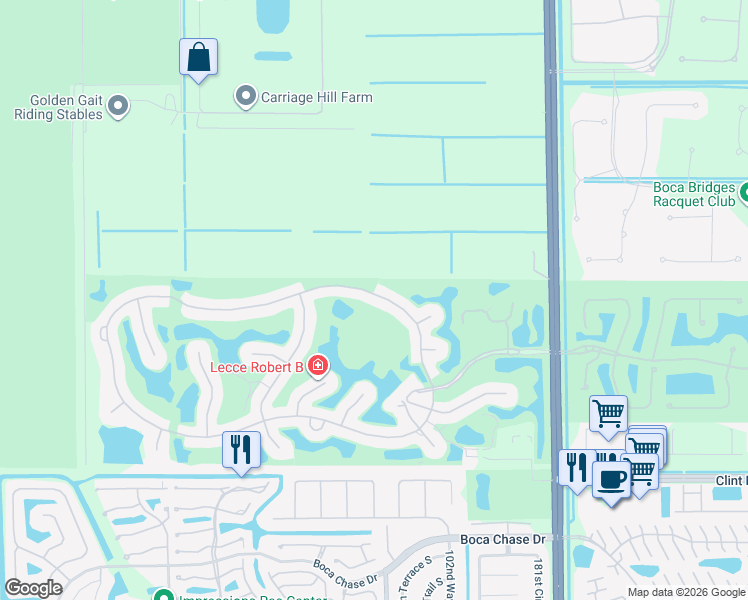 map of restaurants, bars, coffee shops, grocery stores, and more near 10411 Stonebridge Boulevard in Boca Raton