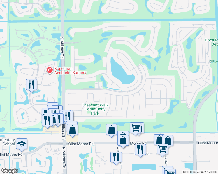 map of restaurants, bars, coffee shops, grocery stores, and more near 4593 Sugar Pine Drive in Boca Raton