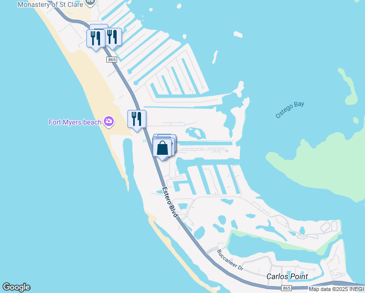 map of restaurants, bars, coffee shops, grocery stores, and more near 150 Lenell Road in Fort Myers Beach