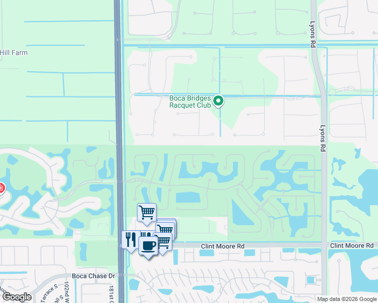 map of restaurants, bars, coffee shops, grocery stores, and more near 9610 Vescovato Way in Boca Raton