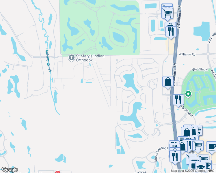 map of restaurants, bars, coffee shops, grocery stores, and more near 22270 Americana Avenue in Estero