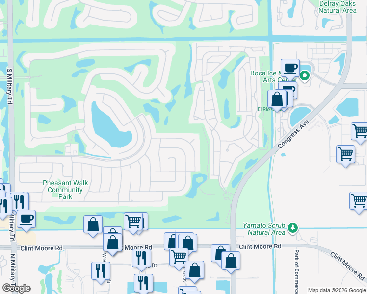 map of restaurants, bars, coffee shops, grocery stores, and more near 4135 Bay Laurel Way in Boca Raton