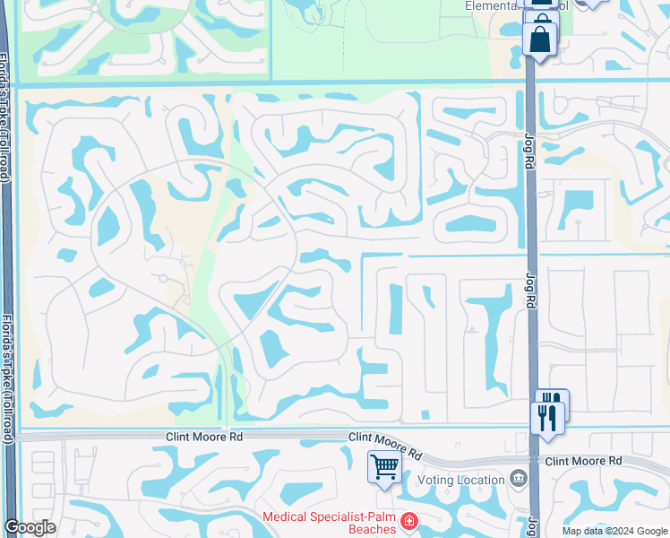 map of restaurants, bars, coffee shops, grocery stores, and more near 7058 Ayrshire Lane in Boca Raton