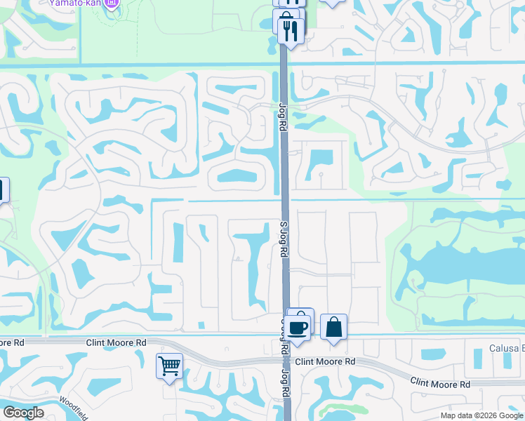 map of restaurants, bars, coffee shops, grocery stores, and more near 17680 Fieldbrook Circle East in Boca Raton
