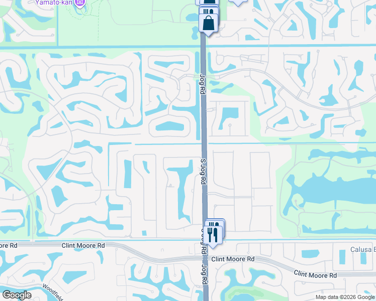 map of restaurants, bars, coffee shops, grocery stores, and more near 17680 Fieldbrook Circle East in Boca Raton