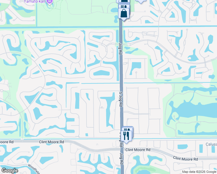 map of restaurants, bars, coffee shops, grocery stores, and more near 17680 Fieldbrook Circle East in Boca Raton