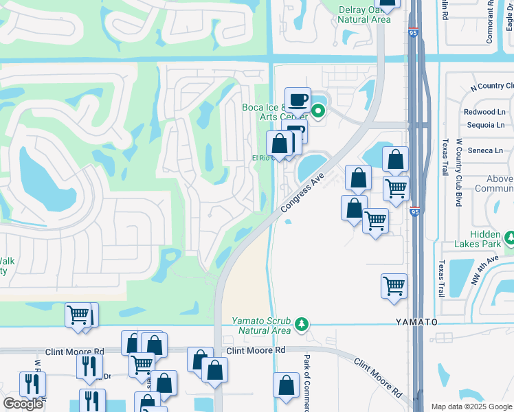 map of restaurants, bars, coffee shops, grocery stores, and more near 17046 Boca Club Boulevard in Boca Raton