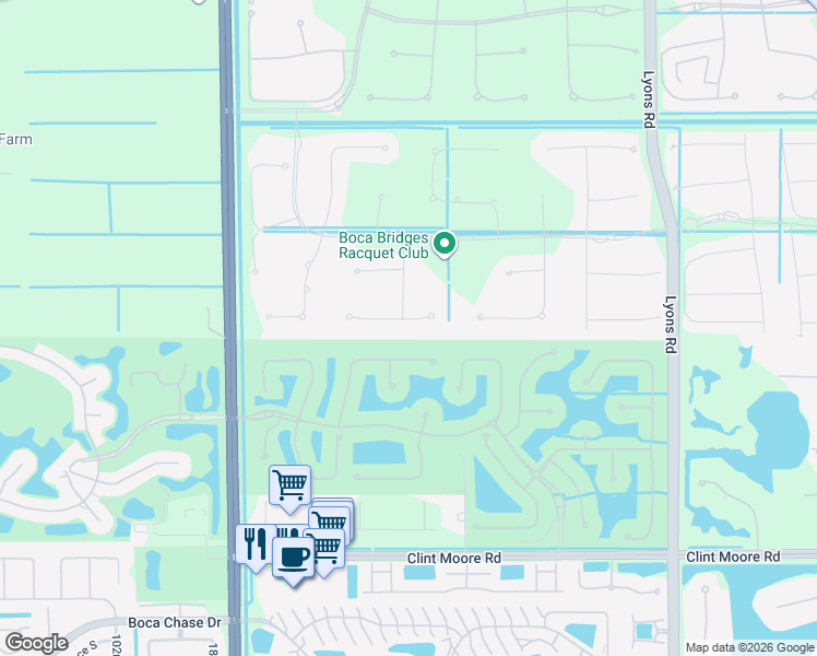 map of restaurants, bars, coffee shops, grocery stores, and more near 9610 Vescovato Way in Boca Raton