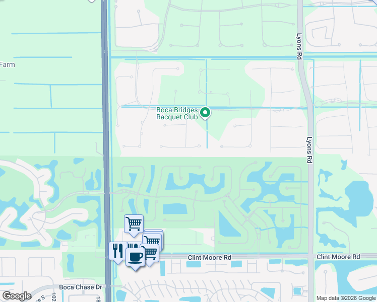 map of restaurants, bars, coffee shops, grocery stores, and more near 9610 Vescovato Way in Boca Raton