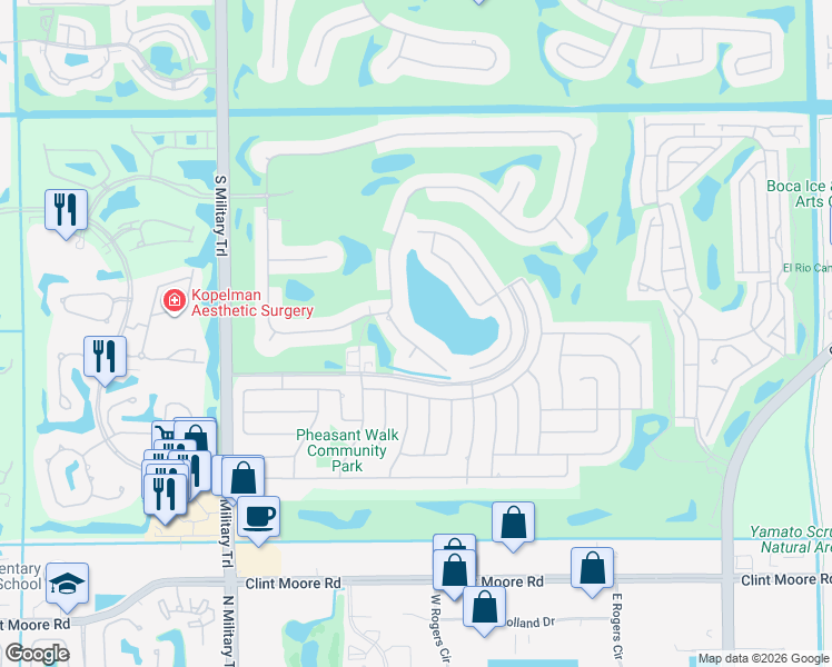 map of restaurants, bars, coffee shops, grocery stores, and more near 17571 Bocaire Way in Boca Raton