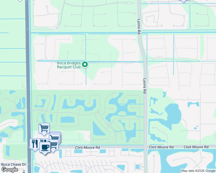 map of restaurants, bars, coffee shops, grocery stores, and more near 17388 Rosella Road in Boca Raton