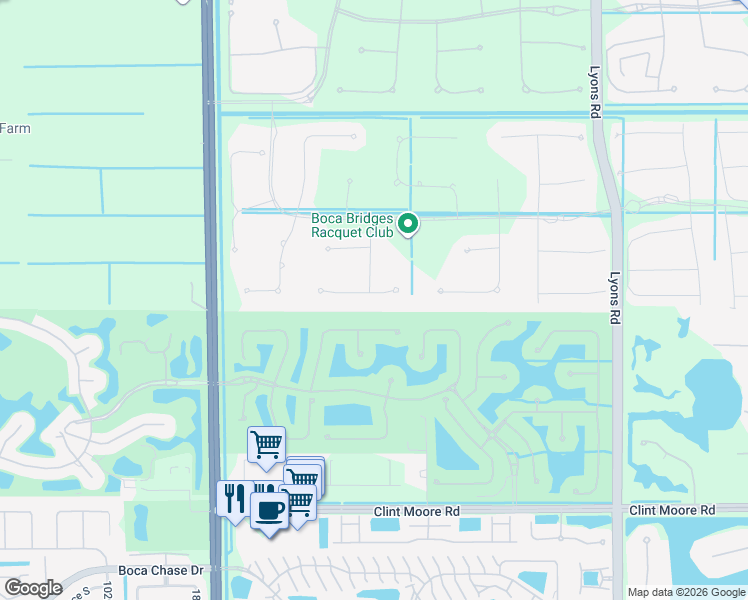 map of restaurants, bars, coffee shops, grocery stores, and more near 9610 Vescovato Way in Boca Raton