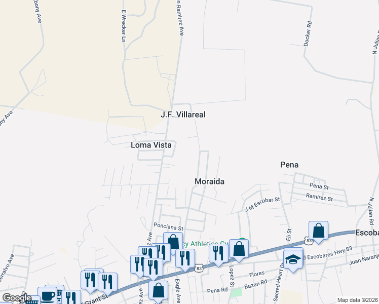 map of restaurants, bars, coffee shops, grocery stores, and more near 1091 Eagle Avenue in Roma
