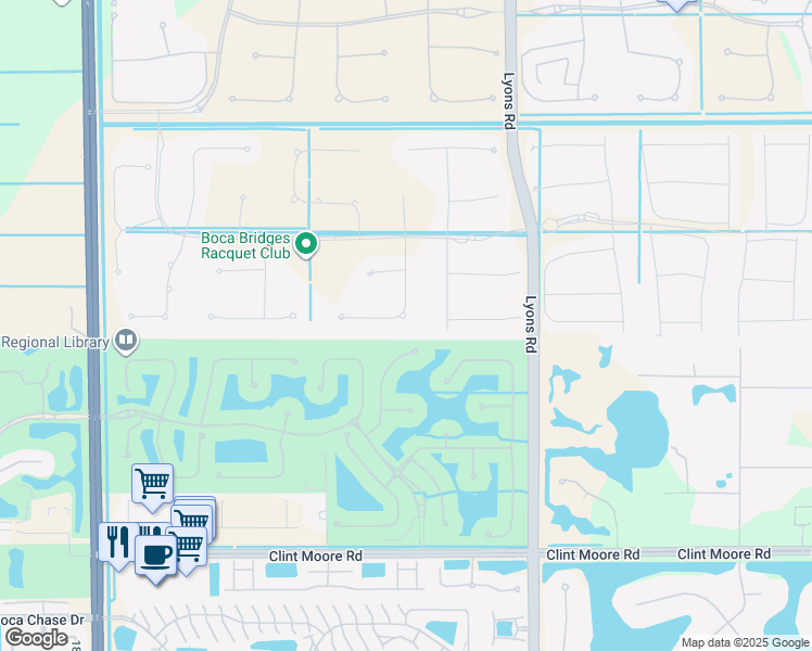 map of restaurants, bars, coffee shops, grocery stores, and more near 17388 Rosella Road in Boca Raton