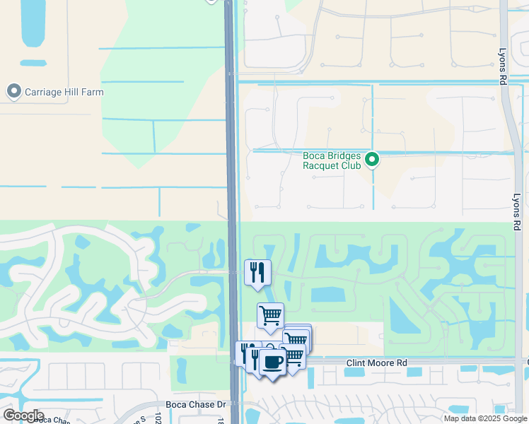map of restaurants, bars, coffee shops, grocery stores, and more near 17432 Ponte Chiasso Drive in Boca Raton