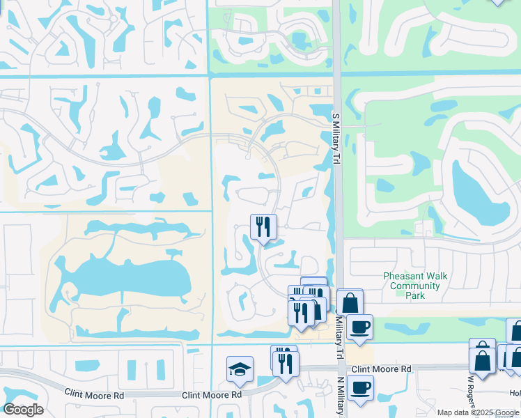 map of restaurants, bars, coffee shops, grocery stores, and more near 5497 Steeple Chase in Boca Raton