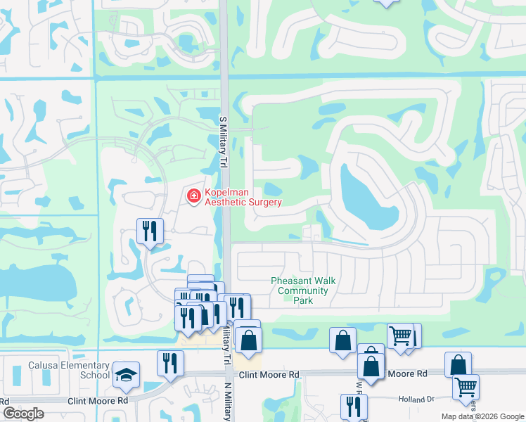 map of restaurants, bars, coffee shops, grocery stores, and more near 4824 Bocaire Boulevard in Boca Raton