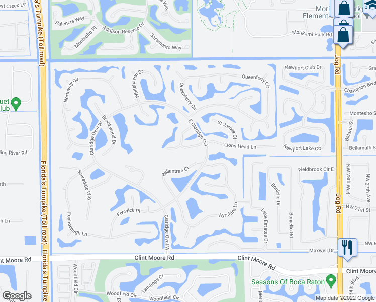 map of restaurants, bars, coffee shops, grocery stores, and more near 7288 Gateside Drive in Boca Raton