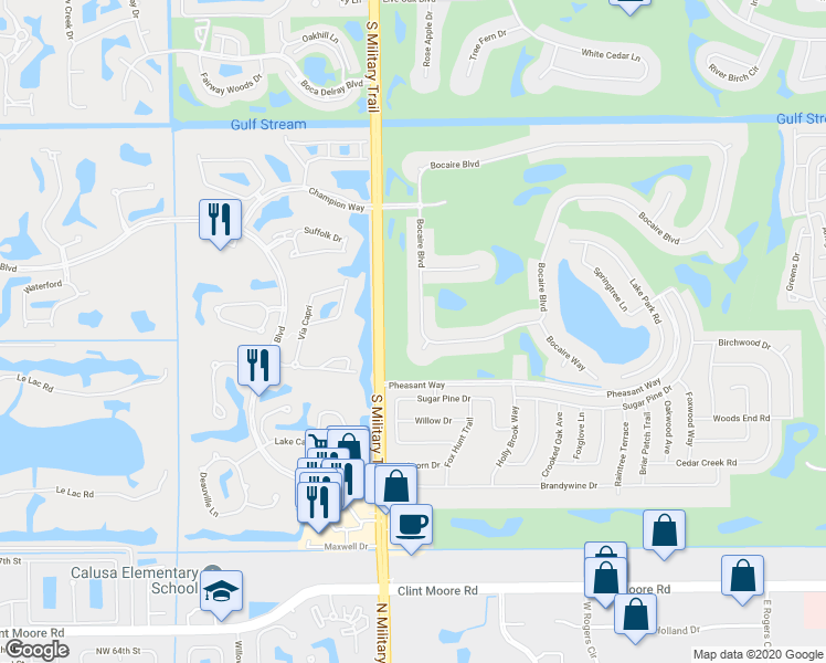 map of restaurants, bars, coffee shops, grocery stores, and more near 4848 Chamal Circle in Boca Raton