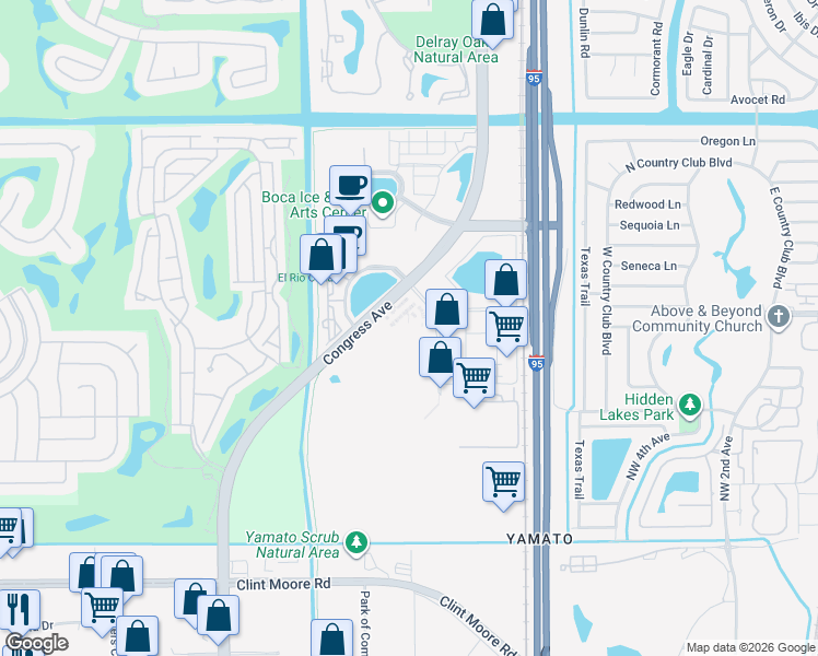 map of restaurants, bars, coffee shops, grocery stores, and more near 7700 Congress Avenue in Boca Raton
