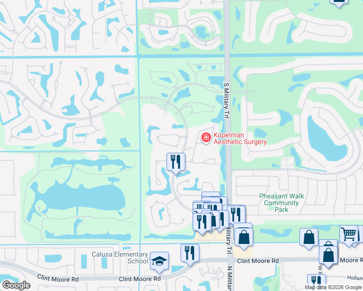 map of restaurants, bars, coffee shops, grocery stores, and more near 5245 Via De Amalfi Drive in Boca Raton