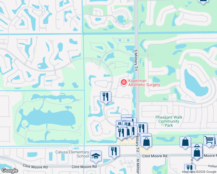 map of restaurants, bars, coffee shops, grocery stores, and more near 5245 Via De Amalfi Drive in Boca Raton
