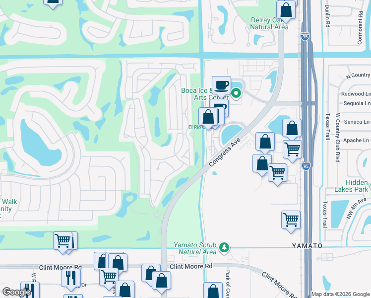 map of restaurants, bars, coffee shops, grocery stores, and more near 17082 Boca Club Boulevard in Boca Raton