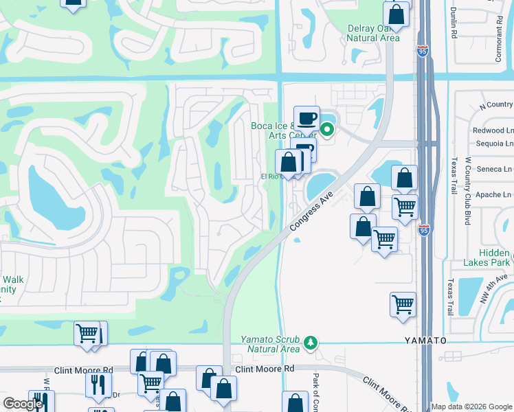 map of restaurants, bars, coffee shops, grocery stores, and more near 17082 Boca Club Boulevard in Boca Raton