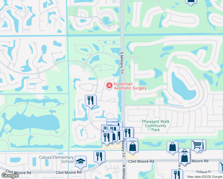 map of restaurants, bars, coffee shops, grocery stores, and more near 17464 Vía Capri in Boca Raton