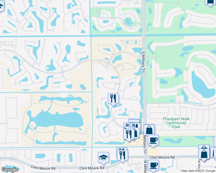 map of restaurants, bars, coffee shops, grocery stores, and more near 5330 Steeple Chase in Boca Raton
