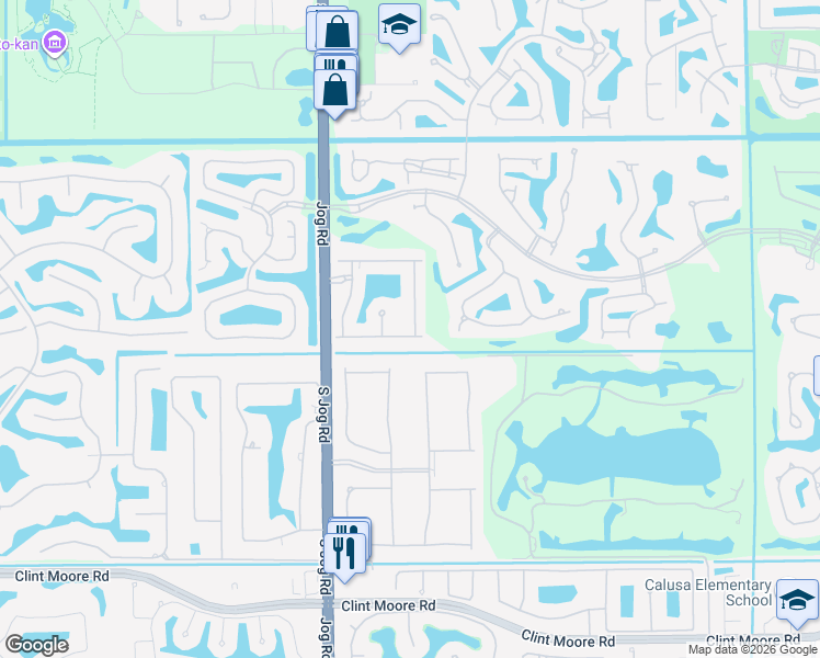 map of restaurants, bars, coffee shops, grocery stores, and more near 17383 Pavaroso Street in Boca Raton