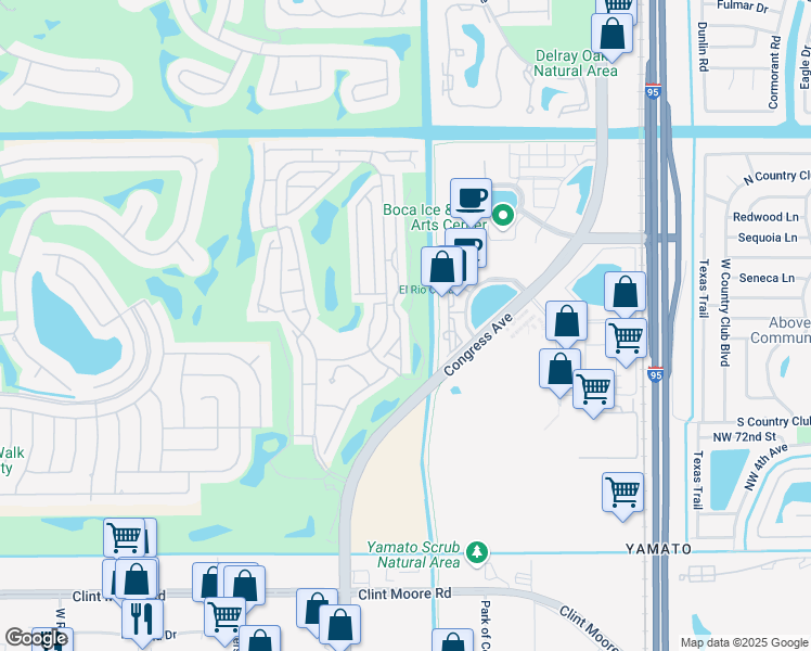 map of restaurants, bars, coffee shops, grocery stores, and more near 17082 Boca Club Boulevard in Boca Raton