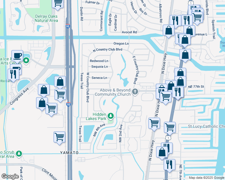 map of restaurants, bars, coffee shops, grocery stores, and more near 7598 Fairway Trail in Boca Raton