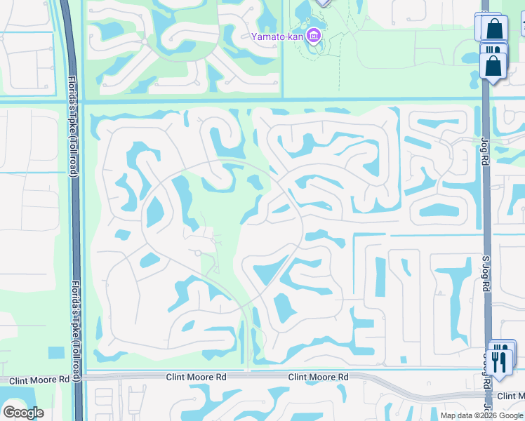 map of restaurants, bars, coffee shops, grocery stores, and more near 17417 Loch Lomond Way in Boca Raton