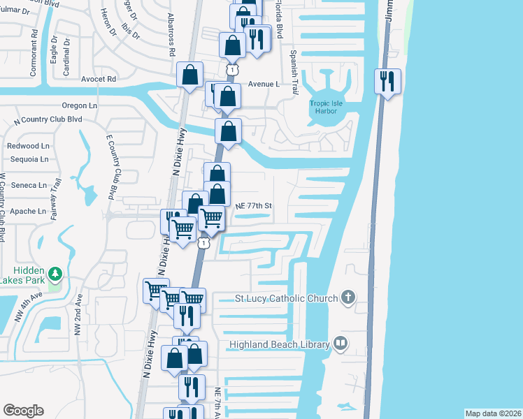 map of restaurants, bars, coffee shops, grocery stores, and more near 810 Northeast Orchid Bay Drive in Boca Raton