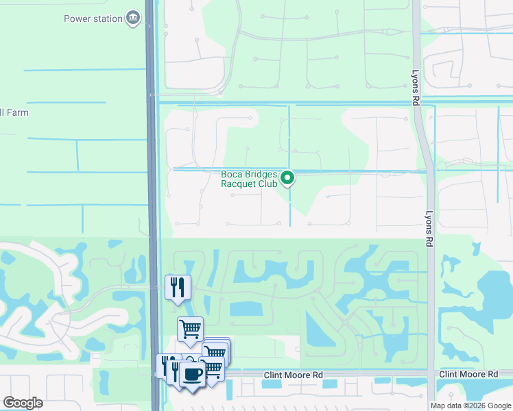 map of restaurants, bars, coffee shops, grocery stores, and more near 17363 Ristretto Trail in Boca Raton