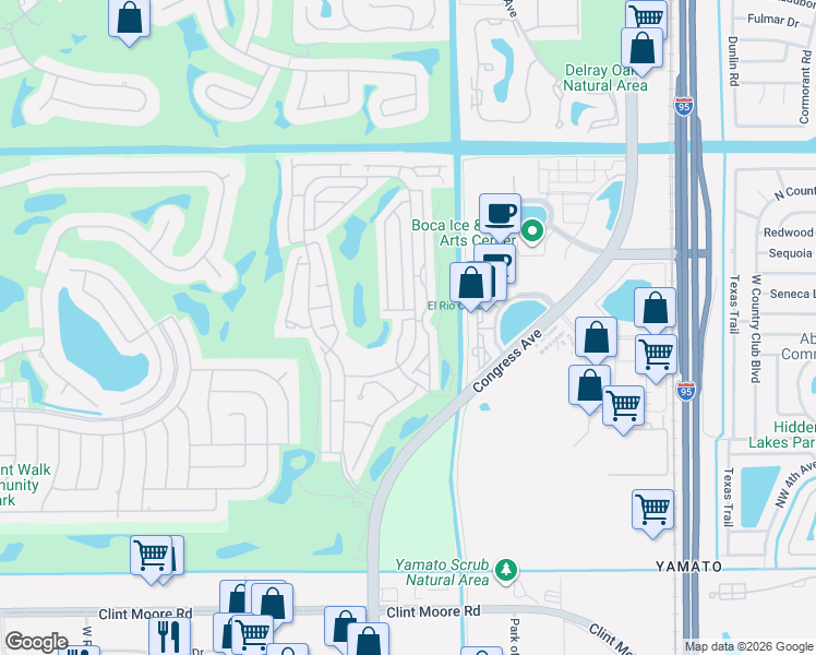 map of restaurants, bars, coffee shops, grocery stores, and more near 17060 Emile Street in Boca Raton