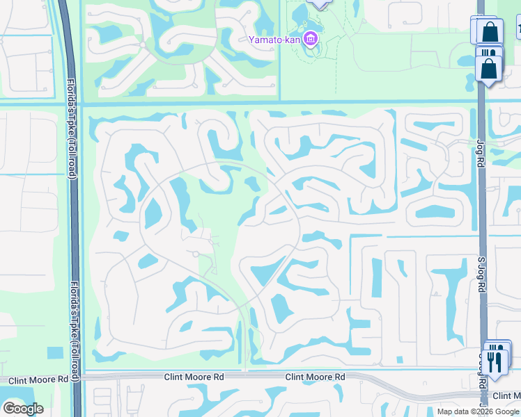 map of restaurants, bars, coffee shops, grocery stores, and more near 17417 Loch Lomond Way in Boca Raton
