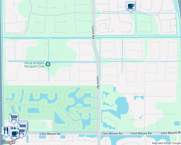 map of restaurants, bars, coffee shops, grocery stores, and more near 9040 Chauvet Way in Boca Raton