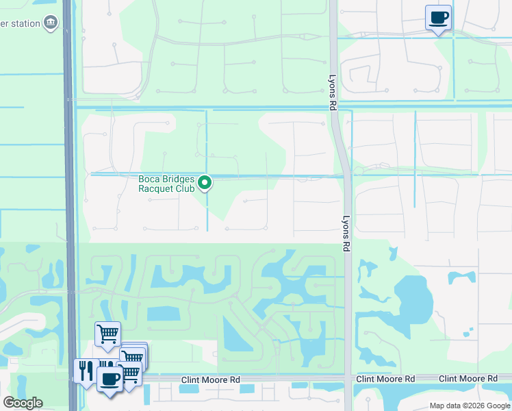 map of restaurants, bars, coffee shops, grocery stores, and more near 9294 Biaggio Road in Boca Raton