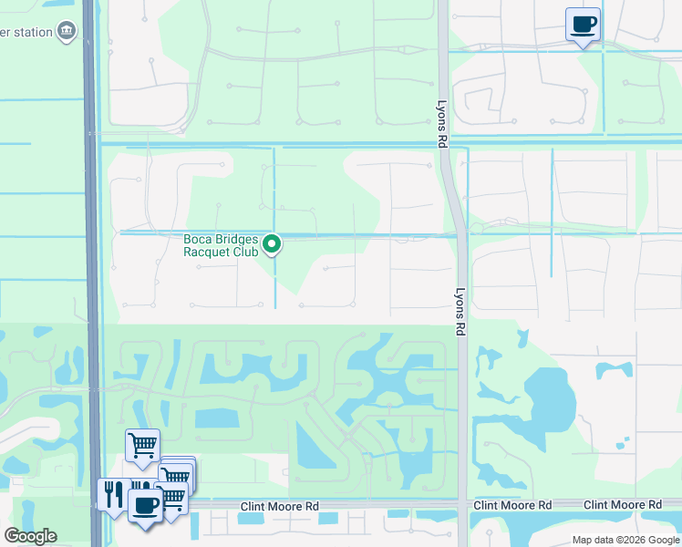 map of restaurants, bars, coffee shops, grocery stores, and more near 9294 Biaggio Road in Boca Raton