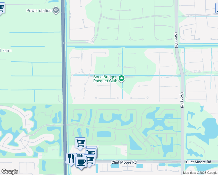map of restaurants, bars, coffee shops, grocery stores, and more near 17363 Ristretto Trail in Boca Raton