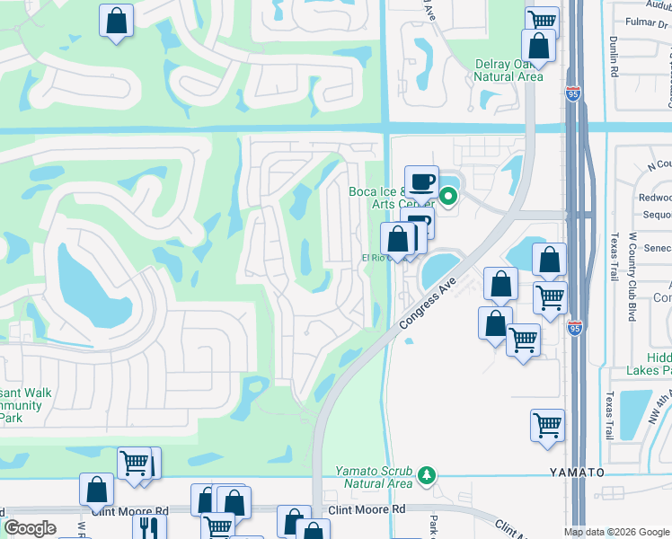 map of restaurants, bars, coffee shops, grocery stores, and more near 17060 Emile Street in Boca Raton