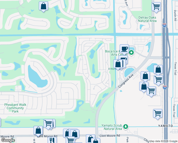 map of restaurants, bars, coffee shops, grocery stores, and more near 3956 Redondo Court in Boca Raton