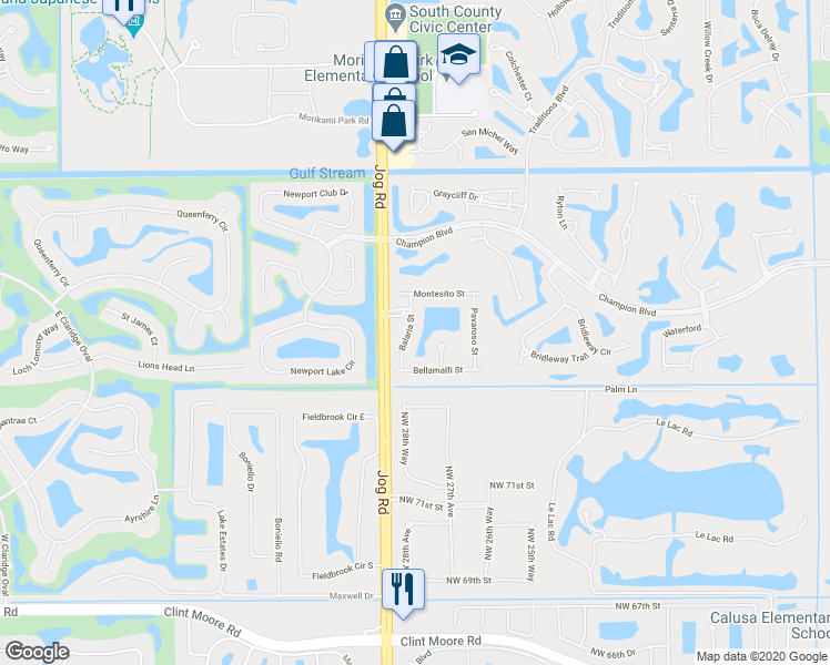 map of restaurants, bars, coffee shops, grocery stores, and more near 17362 Balaria Street in Boca Raton